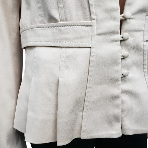 Reiss Poppy Blazer Jacket Size M/L Peplum Pleated Fitted Inverted Notch Collar - Picture 7 of 16